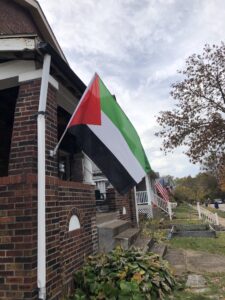 Palestine flag outside CPI member’s home